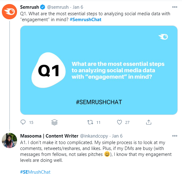 Semrush’s query in #semrushchat