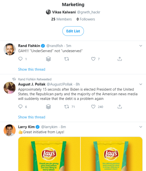 Twitter list - Top Marketers