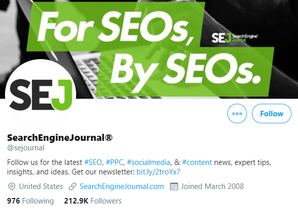 Twitter Profile Optimization by SEJ