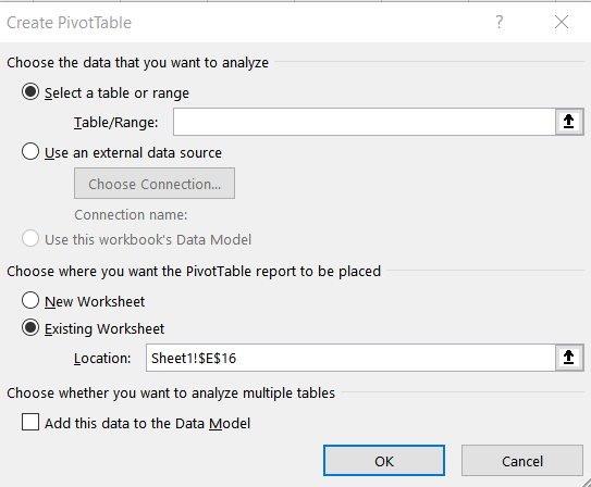 excel pivot table