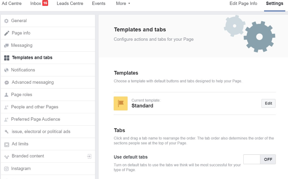 Changing tabs layout in Facebook page
