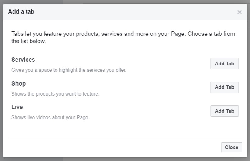 Add a tab on Facebook page