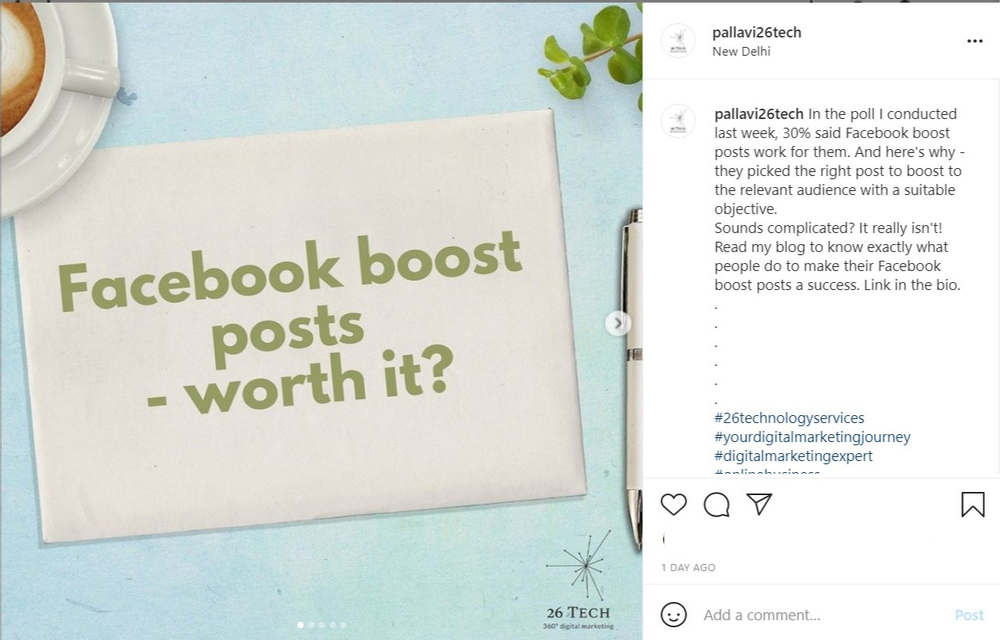 Instagram post with CTA