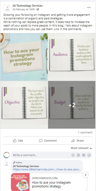 Facebook post with CTA