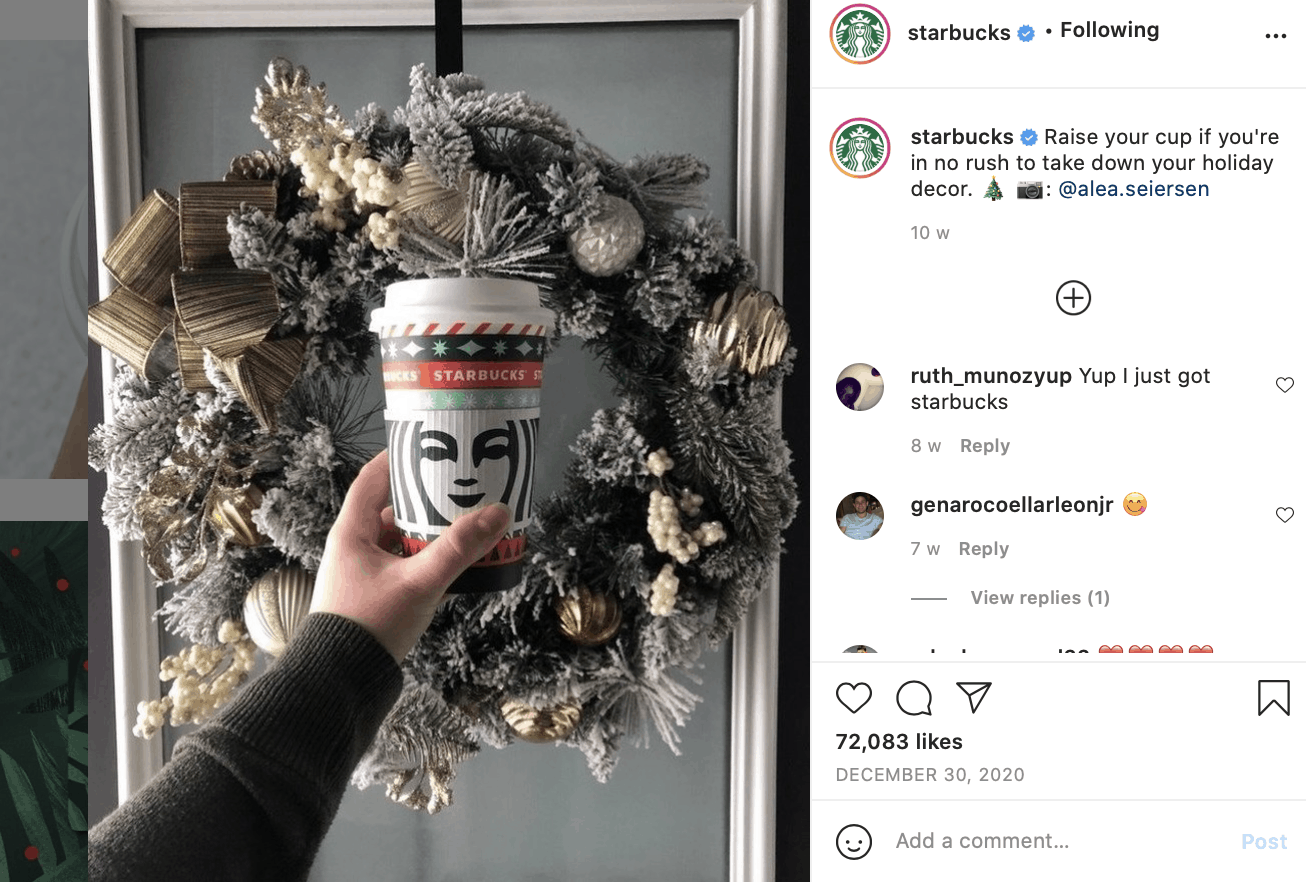 Example of user-generate content used to attract new followers.