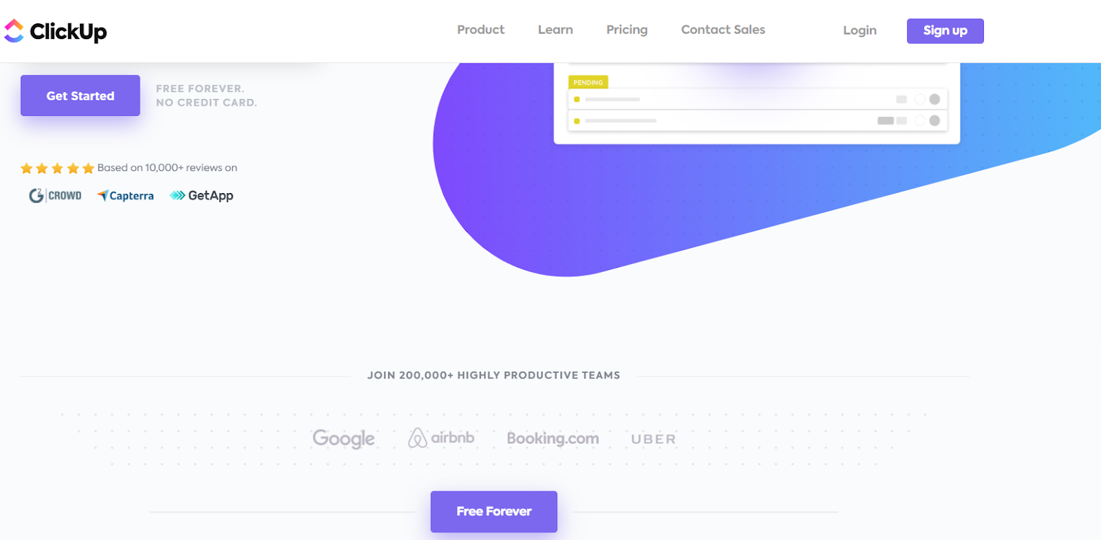 ClickUp uses social proof on its website