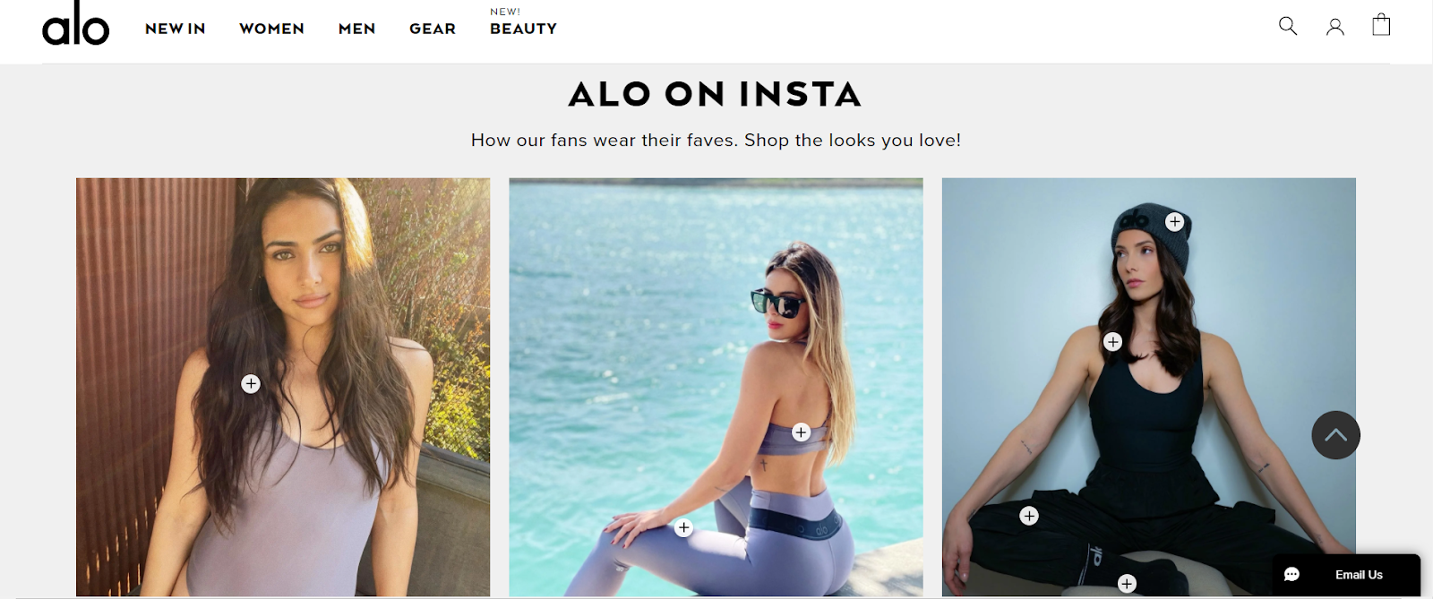 Alo incorporates user-generated content as social proof