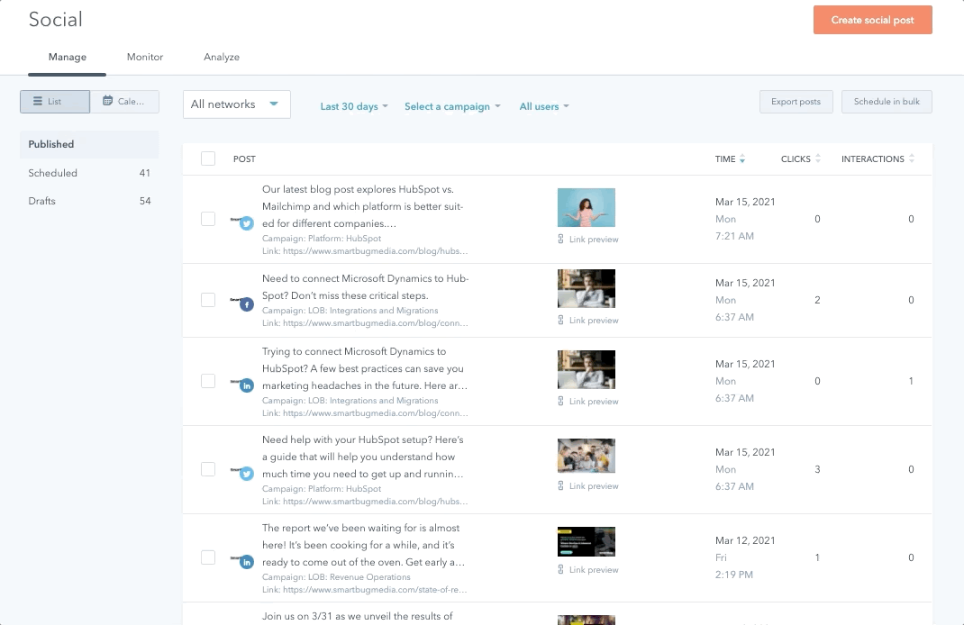 HubSpot Social Media Bulk Scheduling