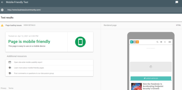 Google Mobile-Friendly Test