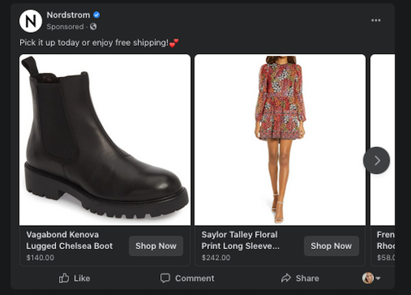  facebook dynamic ads nordstrom