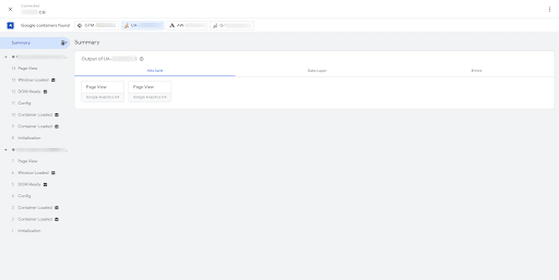 Screenshot of Google Tag Assistant (New)