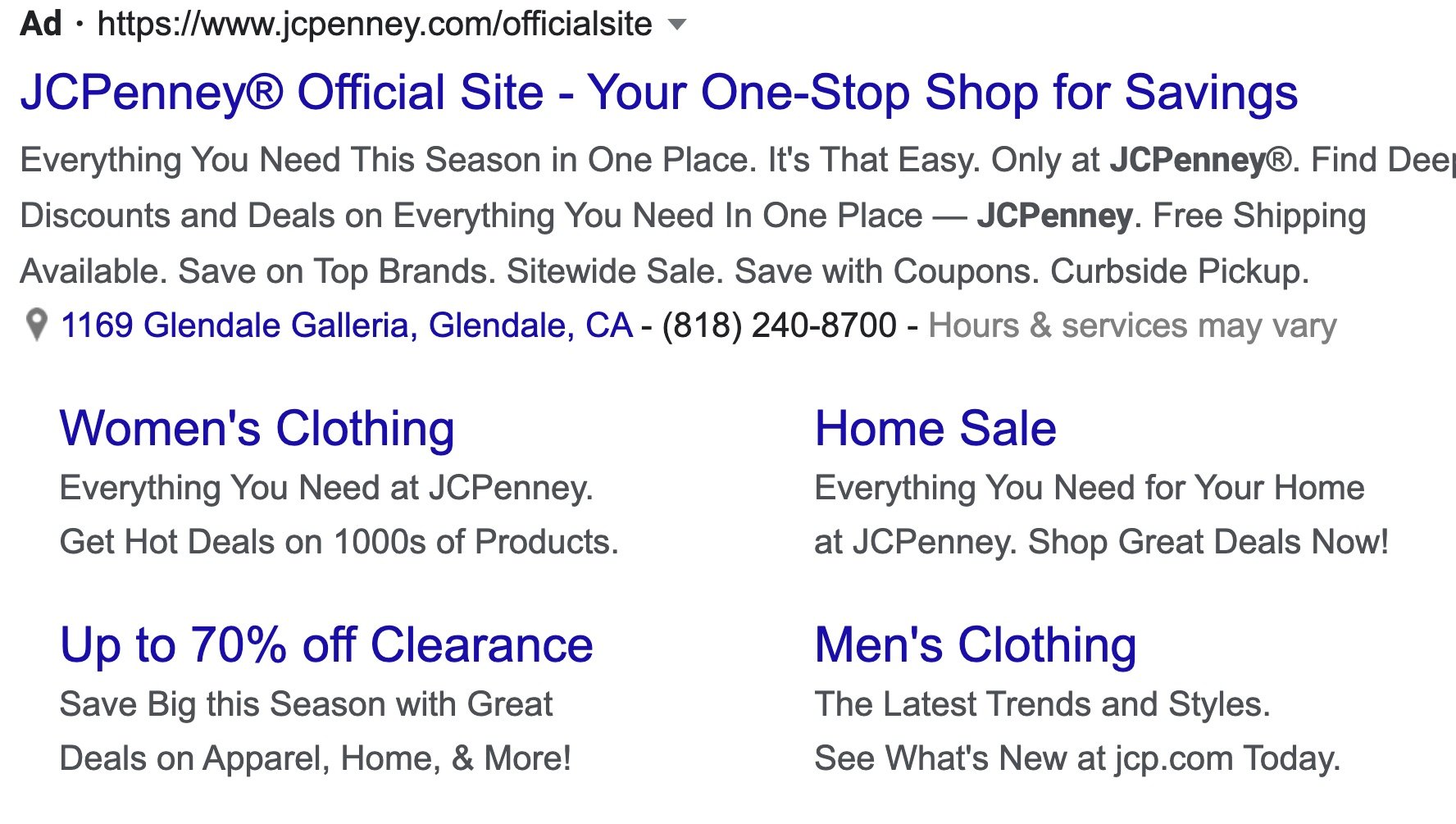 extensions in search