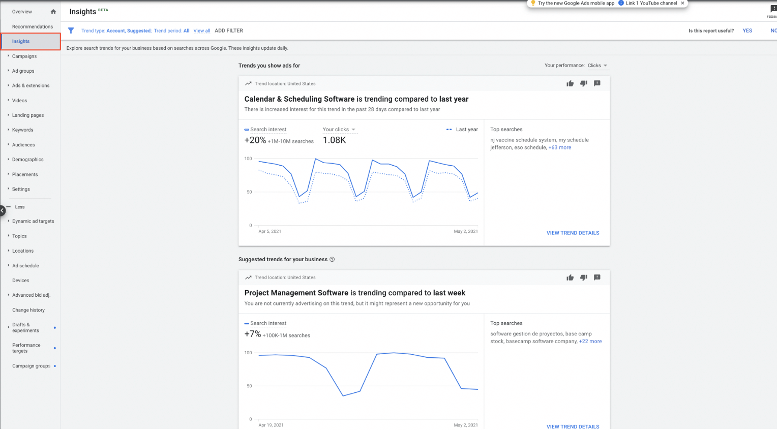 google ads insights dashboard