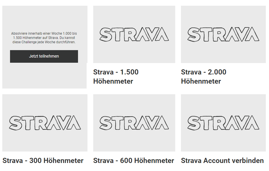 Bergzeit loyalty program showcasing its reward that can be achieved by tracking workout through the Strava integration. 