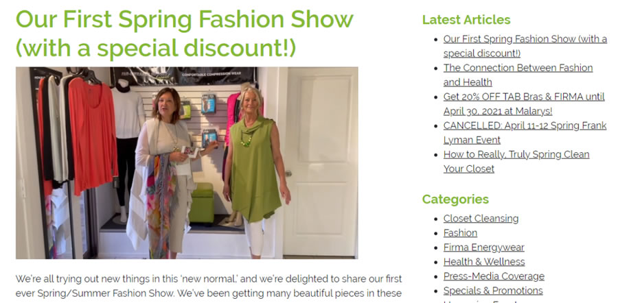 Malary’s uses their blog to regularly engage with their customers, offer special discounts, and showcase new product lines. 