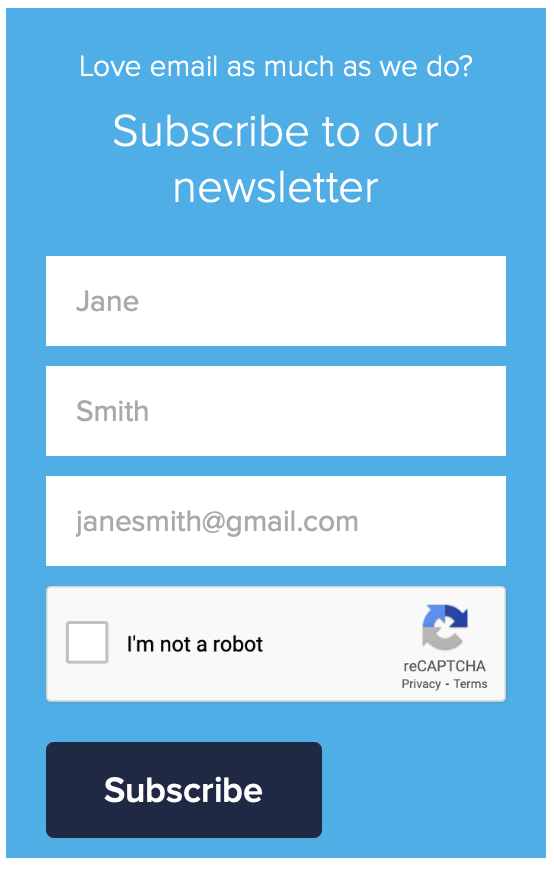 display block email capture form