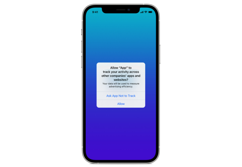 App notification asking to track your activity across other companies apps and websites