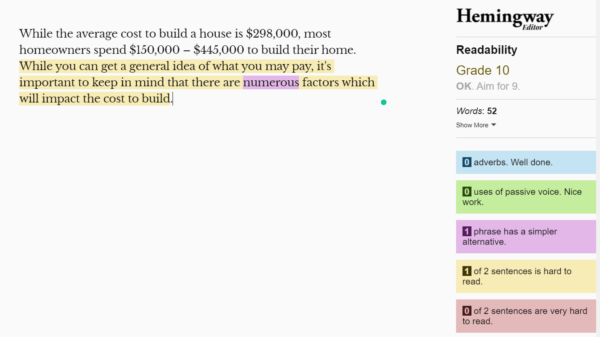 Readability Score Example