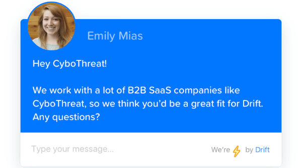 b2b marketing strategies example of live chat with clearbit data