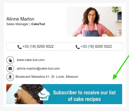 Exemple of an email signature with banner