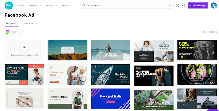 canvas facebook ad design template library
