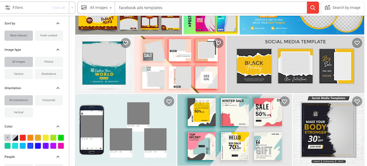 shutterstock library used to design facebook ads 