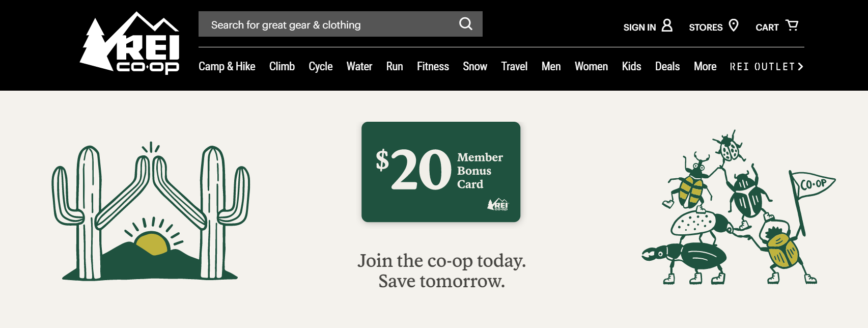 The main loyalty program page of REI Co-op program