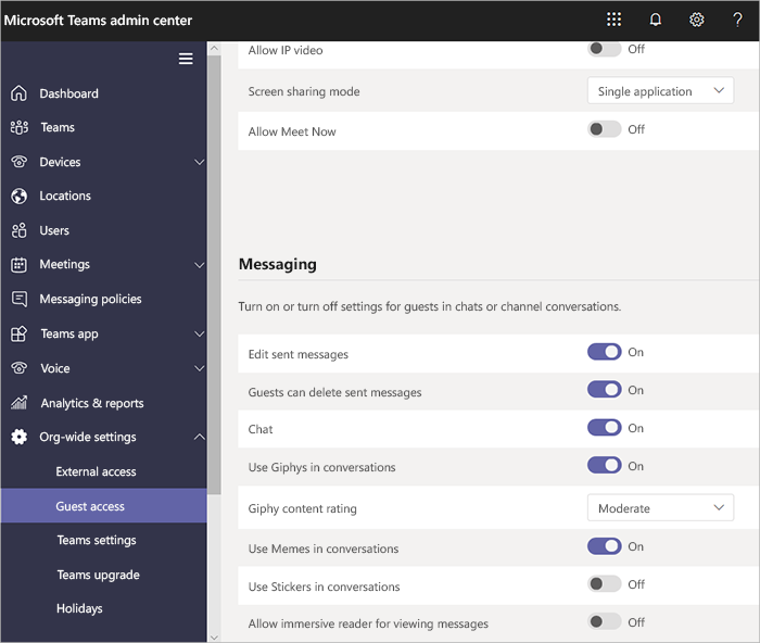 An image showing how to configure access permissions within Microsoft Teams.