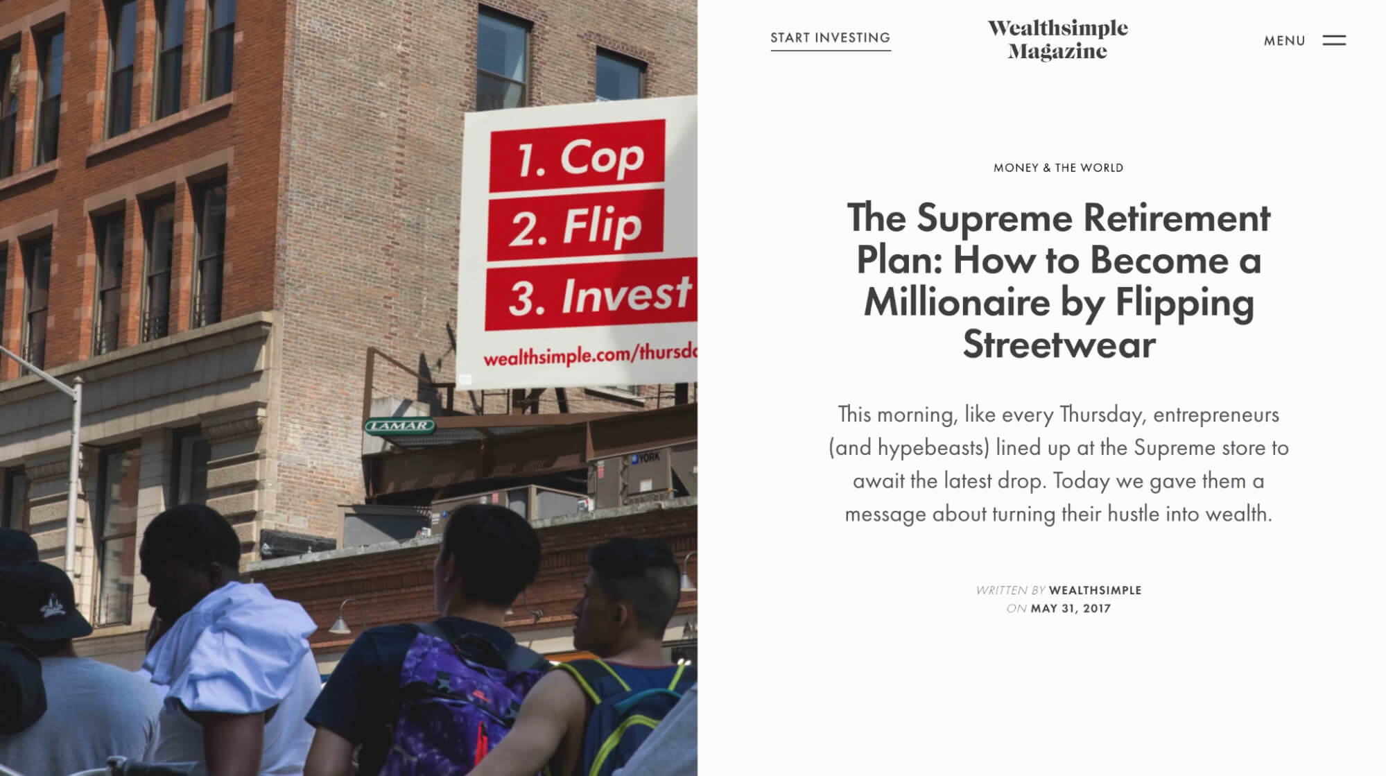 Wealthsimples Supreme retirement article