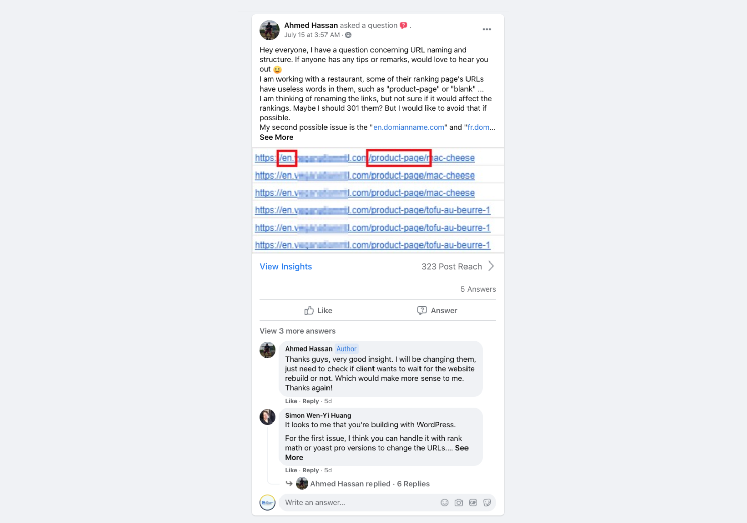 Facebook Group content 