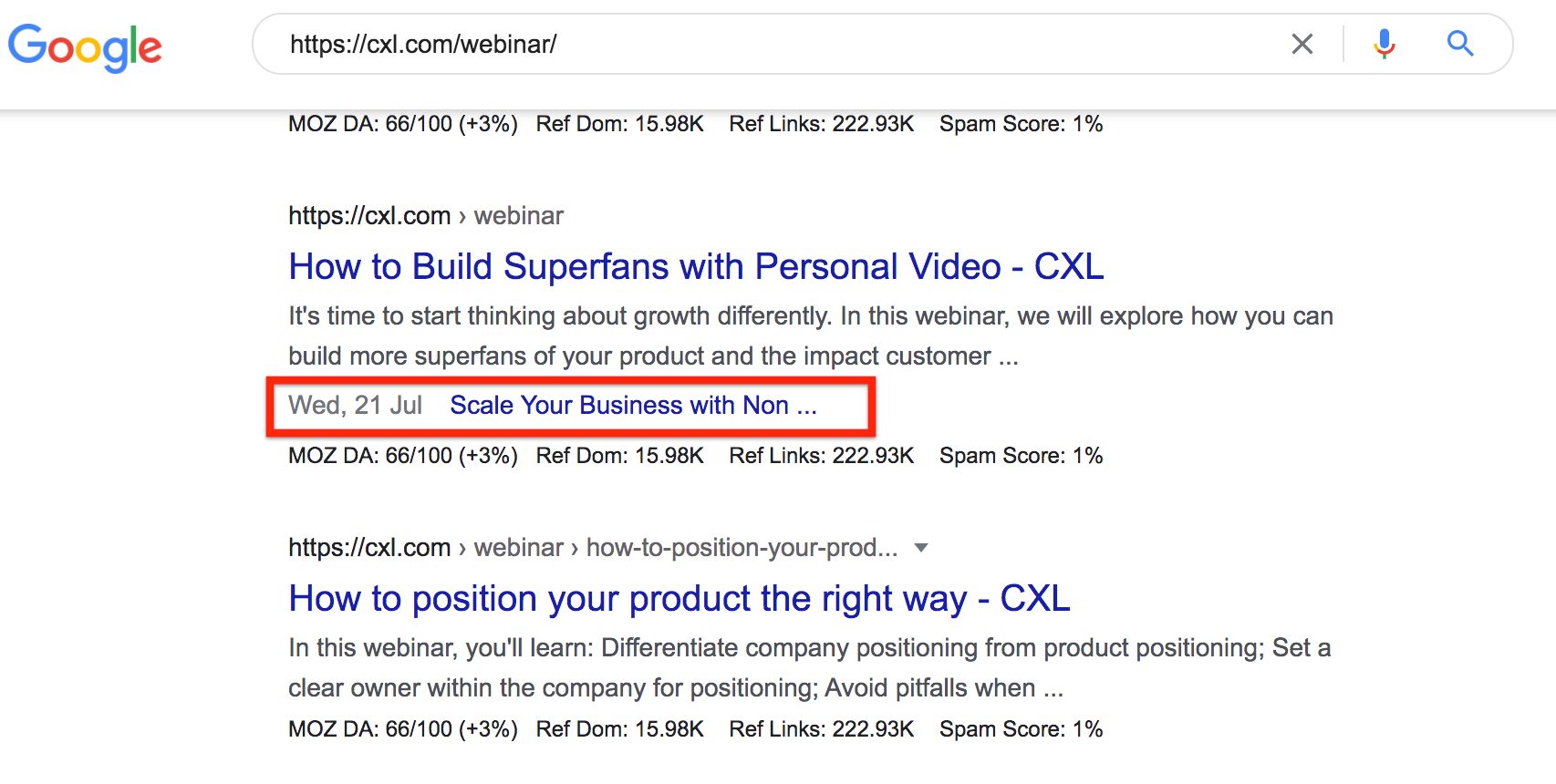 URL categorization recognised by Google