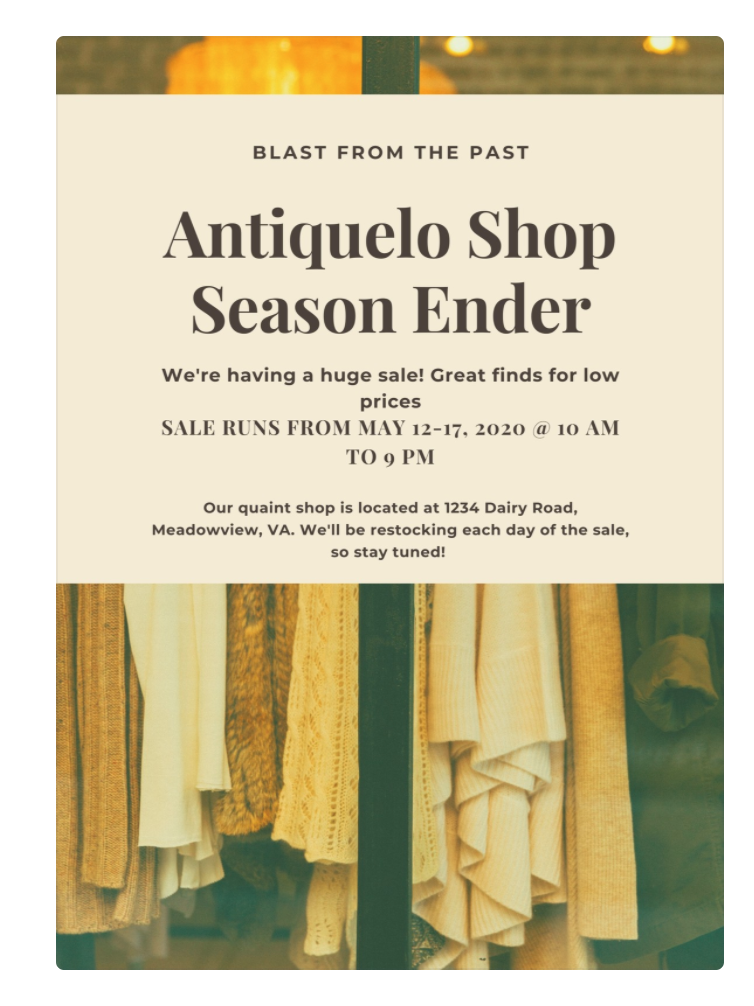 sales flyer that doesnt mention percent off or prices