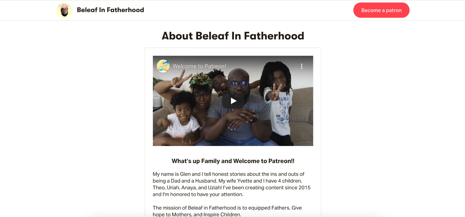 Beleaf inFatherhoods Patreon Page