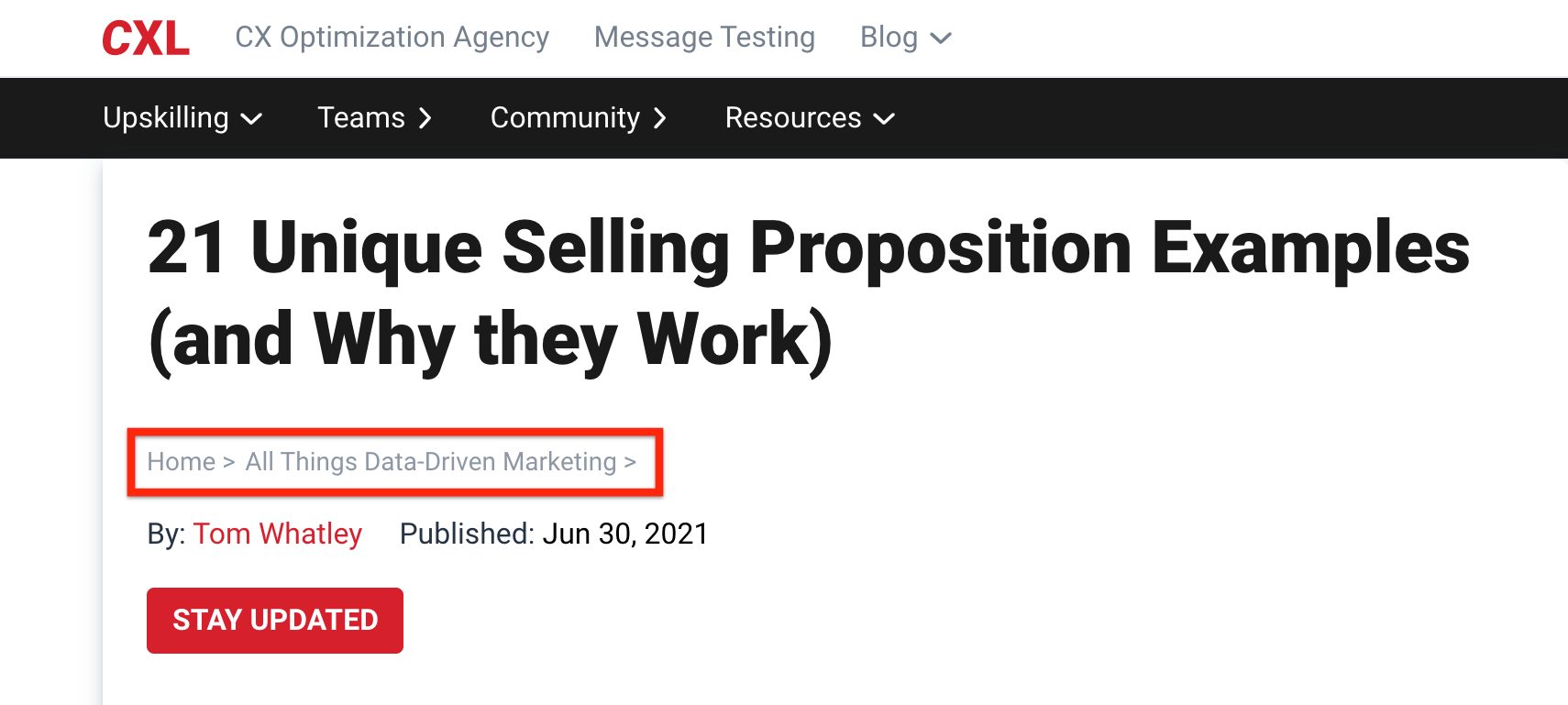Site breadcrump example