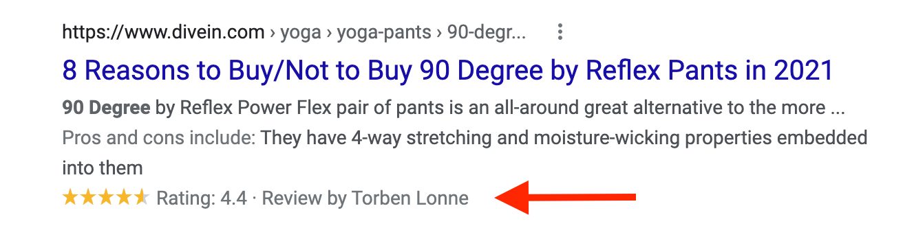 Structured data visualized in Google SERPs