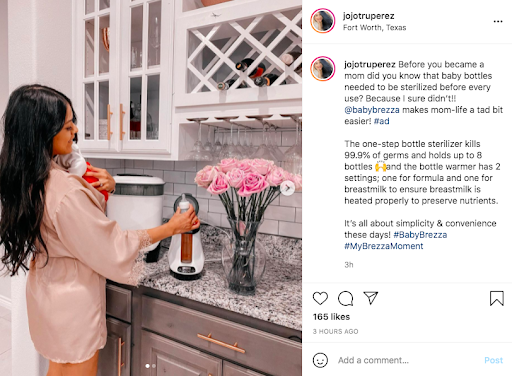 example if instagram post from a micro influencer