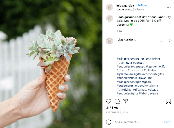 instagram post with mix of industry and fall hashtags