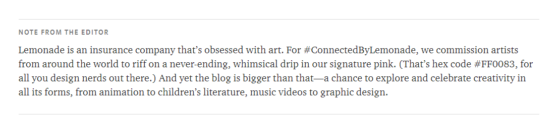 Snippet from Lemonades Medium profile