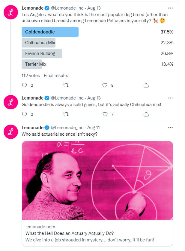 Twitter content from Lemonade