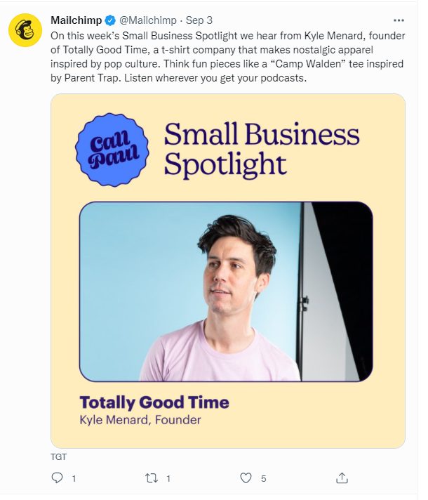 Tweet from Mailchimp