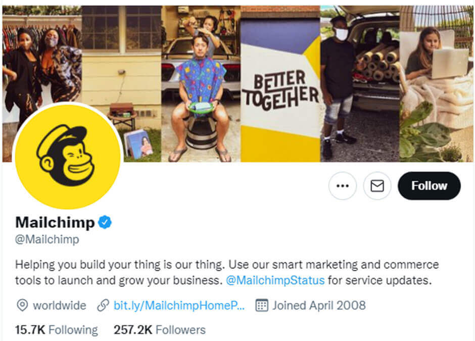 screenshot mailchimp on twitter