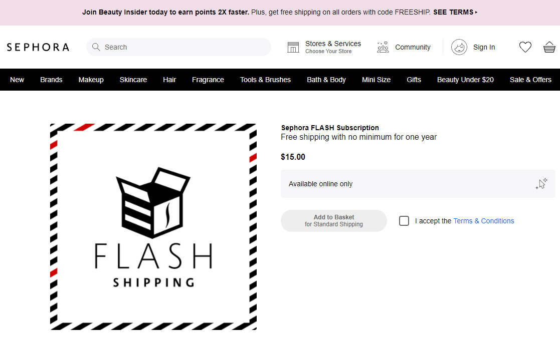 Sephora created an annual shipping subscription program, Sephora Flash.