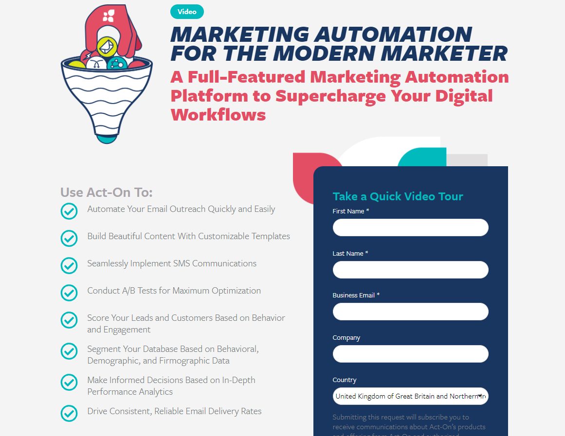 Act-On lead generation landing page