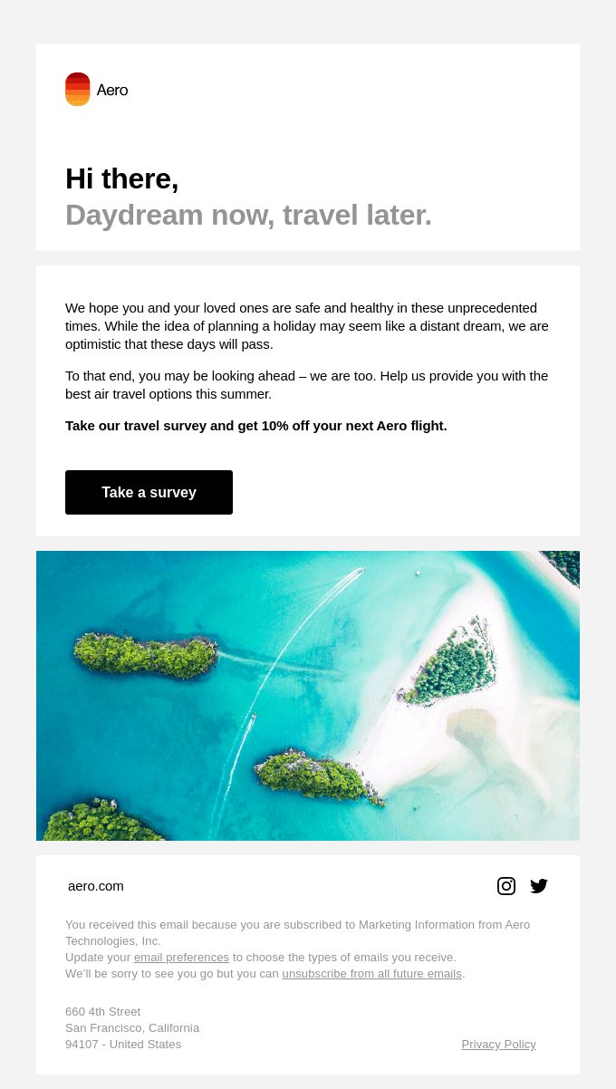 Aero email example