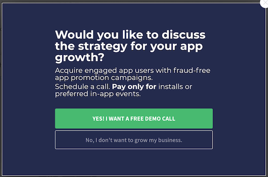 call to action phrases and examples: i dont want to grow my business button copy
