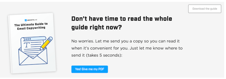 call to action phrases and examples: takes five seconds
