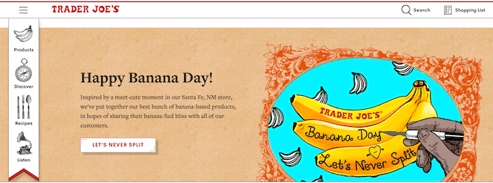 call to action phrases and examples: trader joes lets never split