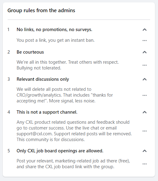 CXL Facebook group rules