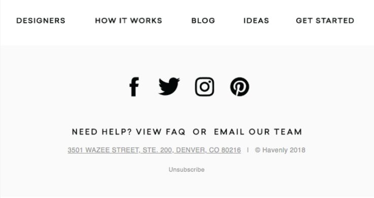 Havenly email example