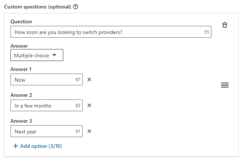 lead qualification strategy: linkedin lead ad custom questions